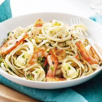 Linguine aux crevettes et piment