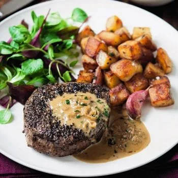Steaks Diane à la crème et moutarde