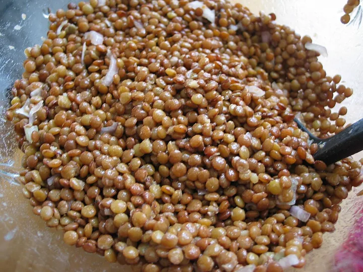 Salade de lentilles aux échalotes et noix