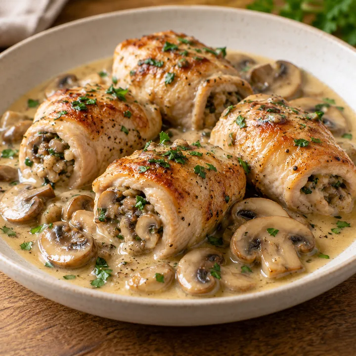 Paupiettes de dinde maison aux champignons