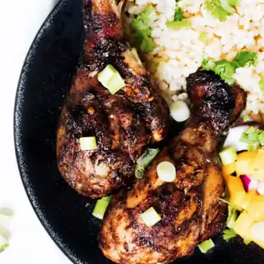 Poulet jerk et riz aux haricots