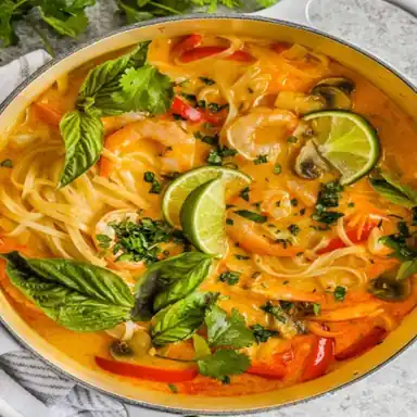 Bouillon thaï de légumes au lait de coco