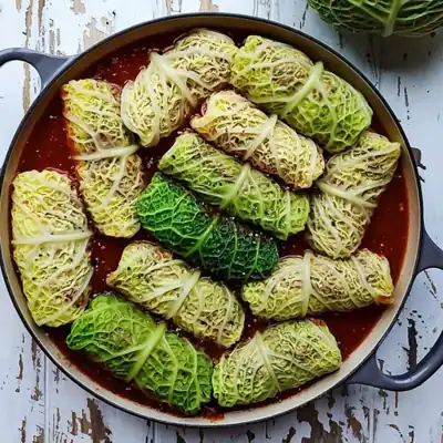 Chou farci au riz et aux légumes