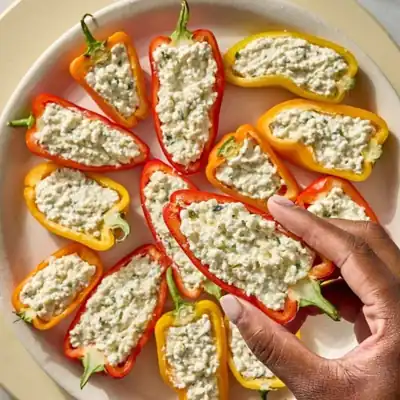 Poivrons farcis au fromage frais et à la feta